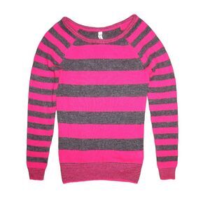 AEROPOSTALE women junior's small pink dark gray striped knitted sweater tunic